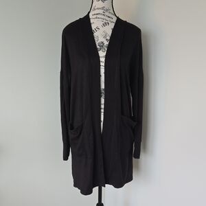 Elegant Black Open Front Cardigan
